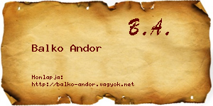 Balko Andor névjegykártya